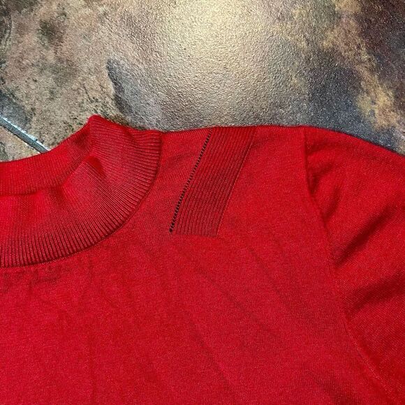 Allison Daley Women’s Plus Red Mock Turtleneck Short Sleeve Sweater 1X - Picture 5 of 11